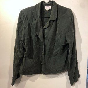 Vintage Shari J Fashions Blazer Overcoat  Green Buttons 16 Women Rhombus pattern